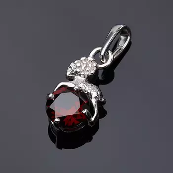 Кулон гранат альмандин (серебро 925 пр. родир. бел.) Овен огранка