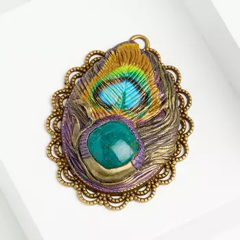 Кулон хризоколла (биж. сплав, глина полимерная)