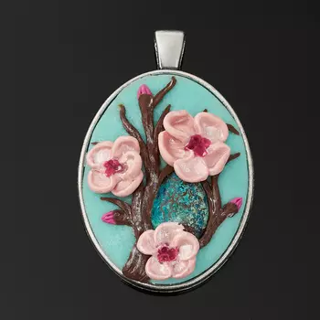 Кулон хризоколла (биж. сплав, глина полимерная) овал