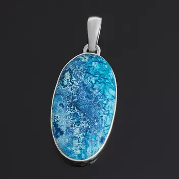 Кулон хризоколла (серебро 925 пр.) овал