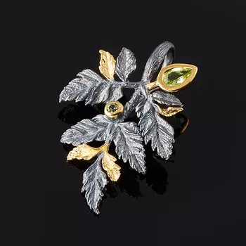 Кулон хризолит огранка (серебро 925 пр., позолота)