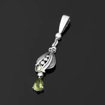 Кулон хризолит (серебро 925 пр. оксидир.)