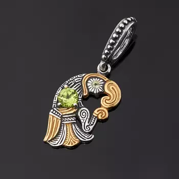 Кулон хризолит (серебро 925 пр. оксидир., позолота) огранка