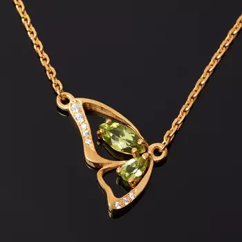 Кулон хризолит (серебро 925 пр. позолота) огранка