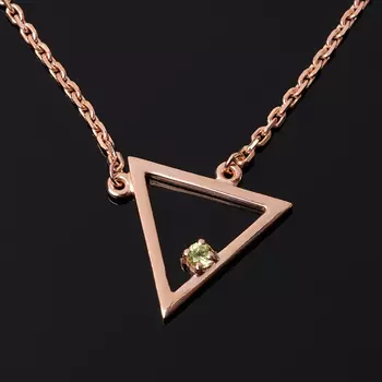 Кулон хризолит (серебро 925 пр. позолота) треугольник огранка