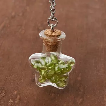 Кулон хризолит (стекло, сталь хир., биж. сплав) бутылочка 3 см