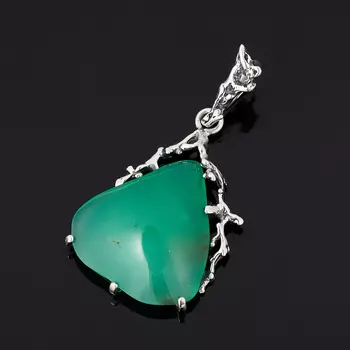 Кулон хризопраз (серебро 925 пр. оксидир.)