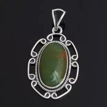 Кулон хризопраз (серебро 925 пр. оксидир.)