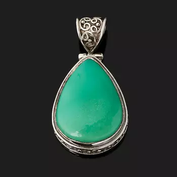 Кулон хризопраз (серебро 925 пр. оксидир.) капля