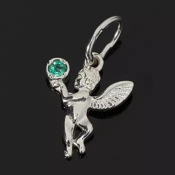 Кулон изумруд Ангел-хранитель огранка (серебро 925 пр.)