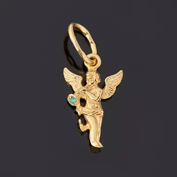 Кулон изумруд огранка (серебро 925 пр. позолота)