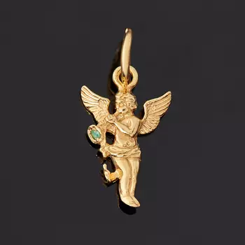 Кулон изумруд огранка (серебро 925 пр. позолота)