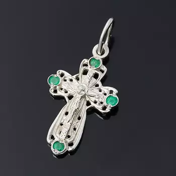 Кулон изумруд (серебро 925 пр.) крест огранка