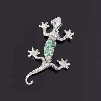 Кулон изумруд (серебро 925 пр. родир. бел.) огранка