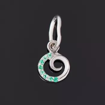 Кулон изумруд (серебро 925 пр. родир. бел.) огранка