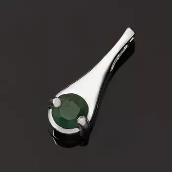 Кулон изумруд (серебро 925 пр. родир. бел.) огранка