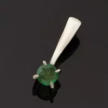 Кулон изумруд (серебро 925 пр. родир. бел.) огранка