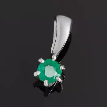 Кулон изумруд (серебро 925 пр. родир. бел.) огранка