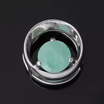 Кулон изумруд (серебро 925 пр. родир. бел.) круг огранка