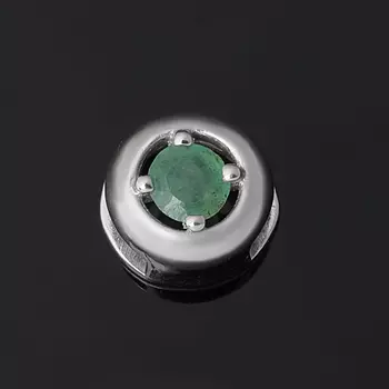 Кулон изумруд (серебро 925 пр. родир. бел.) круг огранка