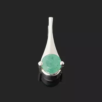 Кулон изумруд (серебро 925 пр. родир. бел.) огранка