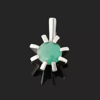 Кулон изумруд (серебро 925 пр. родир. бел.) огранка