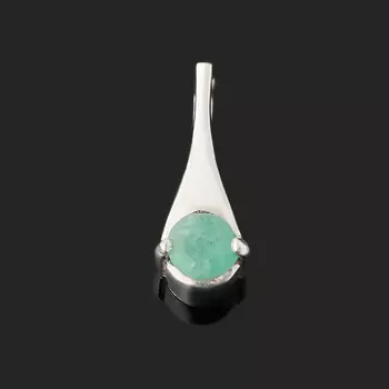Кулон изумруд (серебро 925 пр. родир. бел.) огранка