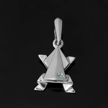 Кулон изумруд (серебро 925 пр. родир. бел.) огранка