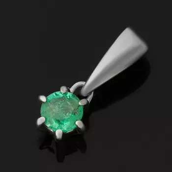 Кулон изумруд (серебро 925 пр. родир. бел.) огранка