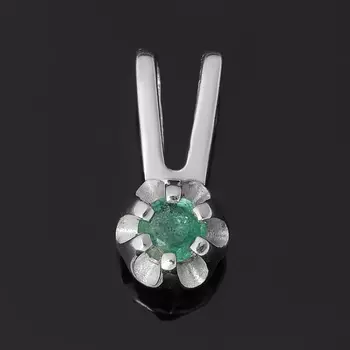Кулон изумруд (серебро 925 пр. родир. бел.) огранка