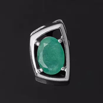 Кулон изумруд (серебро 925 пр. родир. бел.) огранка