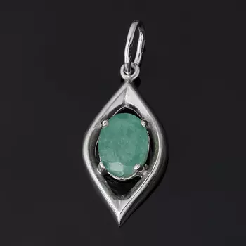 Кулон изумруд (серебро 925 пр. родир. бел.) огранка