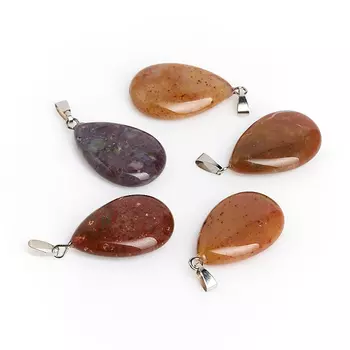 Кулон капля агат моховой 3-3,5 см