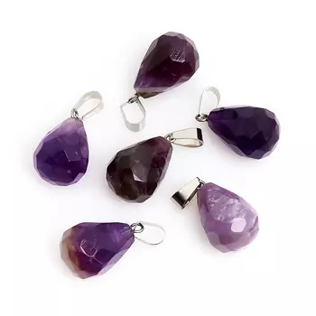 Кулон капля аметист (биж. сплав) огранка 2,5-3 см
