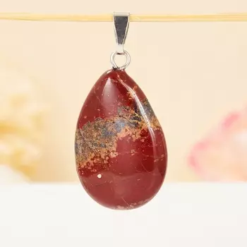 Кулон капля яшма красная 3-3,5 см
