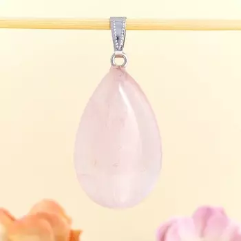Кулон капля розовый кварц 3 см