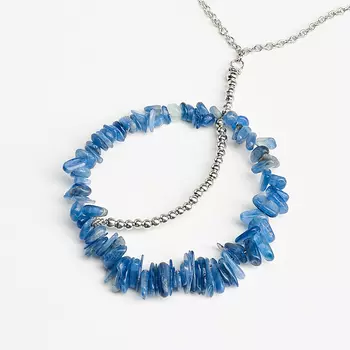 Кулон кианит синий (биж. сплав) 8,5 см