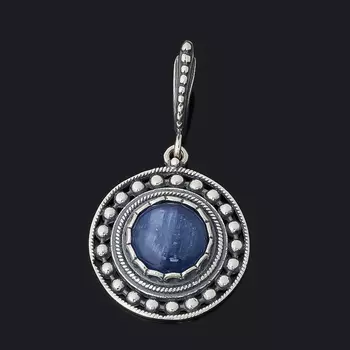Кулон кианит синий (серебро 925 пр. оксидир.) круг