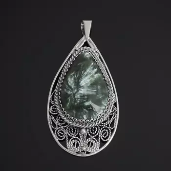 Кулон клинохлор (серафинит) (нейзильбер) капля