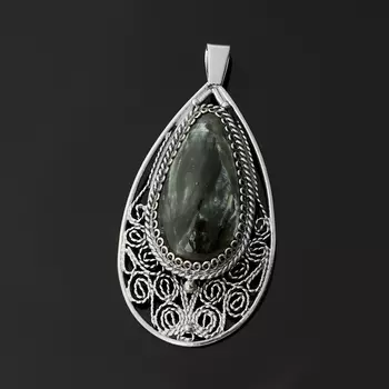 Кулон клинохлор (серафинит) (нейзильбер) капля