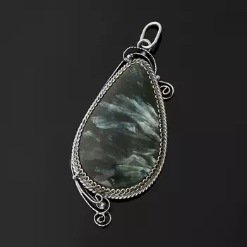 Кулон клинохлор (серафинит) (нейзильбер) капля