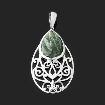 Кулон клинохлор (серафинит) (серебро 925 пр.) капля