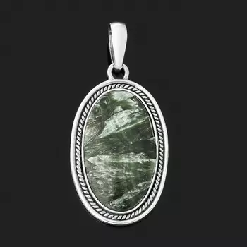 Кулон клинохлор (серафинит) (серебро 925 пр.) овал