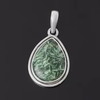Кулон клинохлор (серафинит) (серебро 925 пр. оксидир.) капля