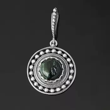 Кулон клинохлор (серафинит) (серебро 925 пр. оксидир.) круг