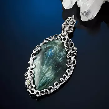 Кулон клинохлор (серафинит) (серебро 925 пр. позолота, родир. бел., родир. черн.)