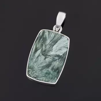 Кулон клинохлор (серафинит) (серебро 925 пр.) прямоугольник
