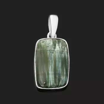 Кулон клинохлор (серафинит) (серебро 925 пр.) прямоугольник