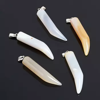 Кулон клык агат серый 4,5 см