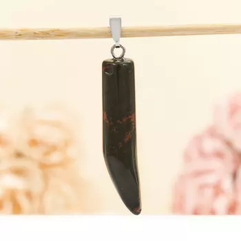 Кулон клык обсидиан коричневый 4,5 см